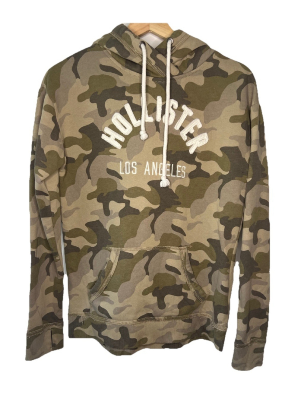 Hollister Los Ángeles Hoodie Women’s Small Brown Camo Thumb Holes Long Sleeve